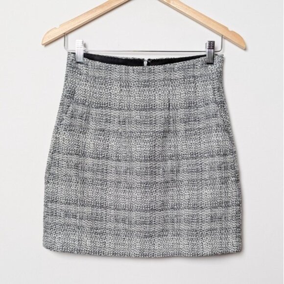 BABATON Tweed Mini Skirt Kinsley Linen Black White ARITZIA 4 - Picture 5 of 11